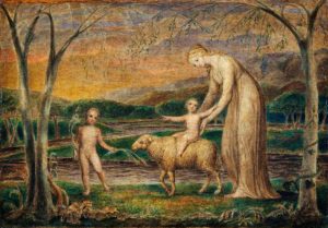 Blake, William; Our Lady with the Infant Jesus Riding on a Lamb with Saint John; Paintings Collection; http://www.artuk.org/artworks/our-lady-with-the-infant-jesus-riding-on-a-lamb-with-saint-john-30607